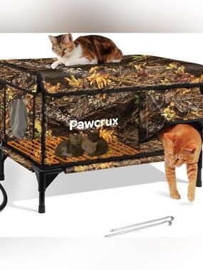 Pawcrux Camouflage Heated Outdoor Pet Shelter 17”x25”x17”